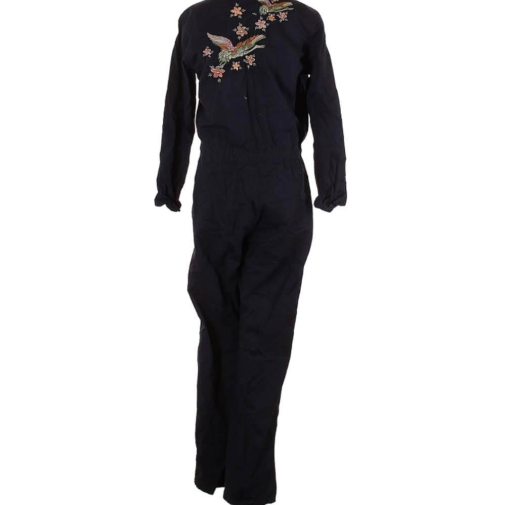 Embroidered navy jumpsuit